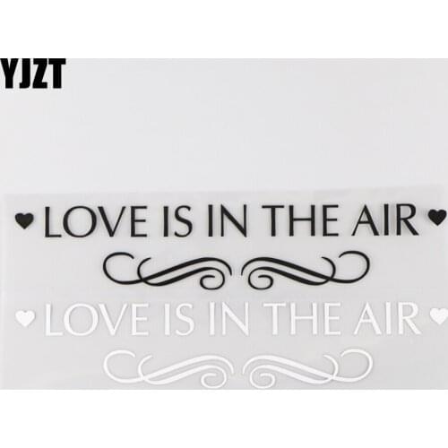 YJZT 19.7X3.7CM LOVE IS IN THE AIR Car Sticker Word Cartoon Accessories Vinyl Decal Black/Silver 4C-0037