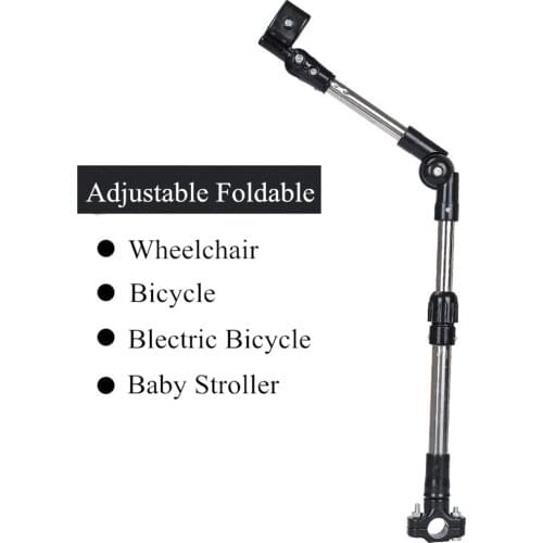 Umbrella Connector Stroller Clamp Adjustable Extendable Umbrella Holder Bracket Stand for Wheelchair Walker Bike Bicycle