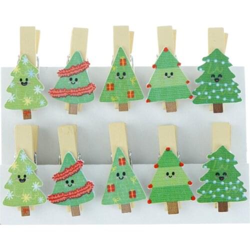 10pcs/lot Kawaii Christmas Tree Wooden Clip Craft Pegs Cloth Photo Hanging Spring Clips Pinch Office School Supply