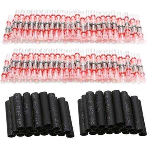 100/150Pcs Heat Shrink Wire Connectors Solder Sleeves Waterproof Fast Butt Terminals Soldering Connector Shrinking Tube