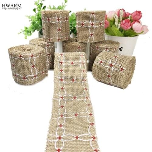 12pcs 6cm White Net Red Knot Linen Lace Fabric Ribbon DIY Handmade Wedding Christmas Trim Decoration For Home Party Favors GIFT