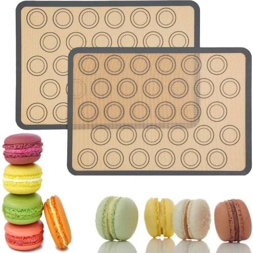 2pcs Non Stick Silicone Dough Macaroon Tray Oven Baking Fondant Pastry Mould Sheet Mat Pad