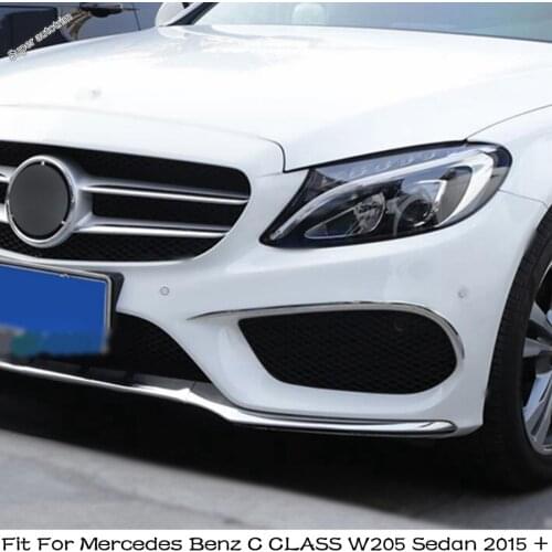Lapetus Outside Front Fog Lamp Lights Protection Strip Cover Trim 2Pcs For Mercedes Benz C CLASS W205 Sedan 2015 - 2021 Exterior