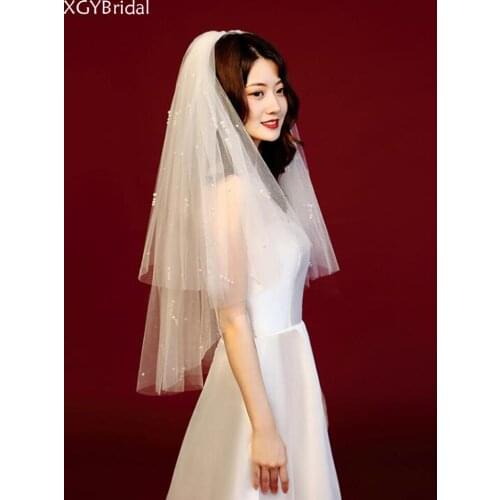 2021 New Arrival Lvory Sweet And Simple Retro Pearl Short Length Classic Bridal Veil Wedding, Beach, Outdoor Activities
