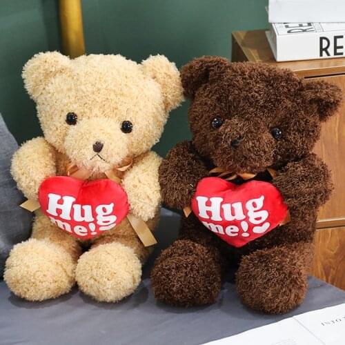 Best-selling 30-90CM cute plush stuffed toy love bear teddy bear doll holding heart super quality home decoration childrens bir