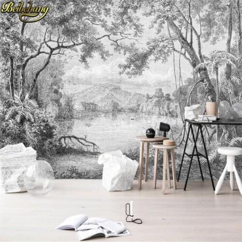 Beibehang custom papel de parede 3D photo wallpaper mural European retro lines rainforest jungle TV background wall decoration