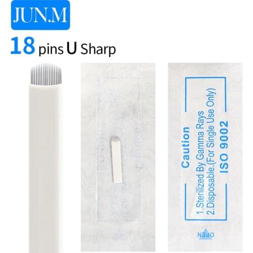 500 Pcs 0.18mm 18 Pin U Shape Eyebrow Tattoo Superior Microblading Blades For Permanent Makeup Manual Pen 3D Eyebrow Embroidery