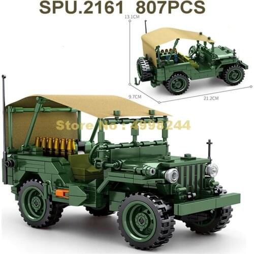 705805 807pcs Military Army Classic Retro Off-road Vehicle Scout Car War Building Blocks Toy