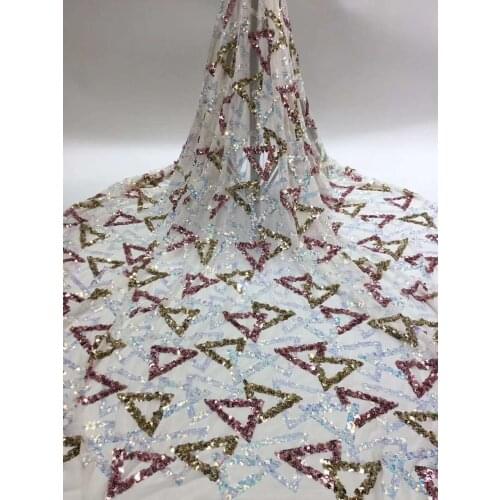 African sequin lace fabric 2020 high quality Nigerian lace fabric mesh lace French sequin lace fabric dress FJ3605