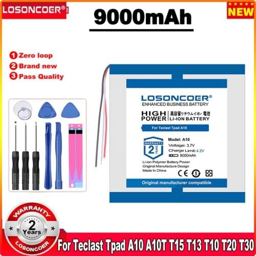 LOSONCOER 9000mAh Battery For Teclast Tpad A10 A10T A10S T10 T20 T30 T13 T15 M2 Tablet Battery