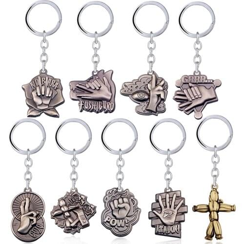 Anime Jujutsu Kaisen Itadori Yuji Fushiguro Megumi Gojo Satoru Kugisaki Nobara Spell Gesture Alloy Keychain Keyring Key Chains