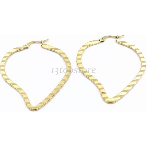 Free shipping 6pairs Outer diameter of 32 mm heart cut stainless steel earrings jewelry jewelry gifts