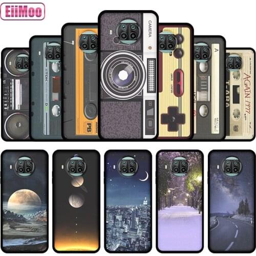 EiiMoo Silicone Phone Case For Xiaomi Mi 10T Lite Fashion Cute Cartoon Flower Pattern For Xiaomi Mi 10T Lite 5G Thin Black Cover