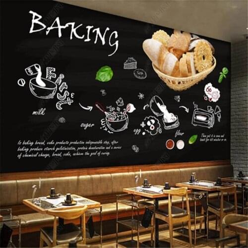 Blackboard Hand Drawn Bakery Shop Bakery Cake Shop Wallpapers Industrial Decoration Background Wall Paper Mural Papel De Parede