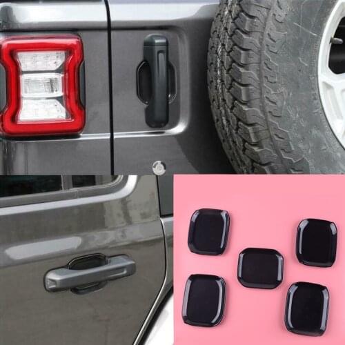 DWCX 5pcs Black ABS Glossy Black Exterior Door Handle Bowl Cover Cup Trim Cap fit for Jeep Wrangler JL 2018 2019 4-Door