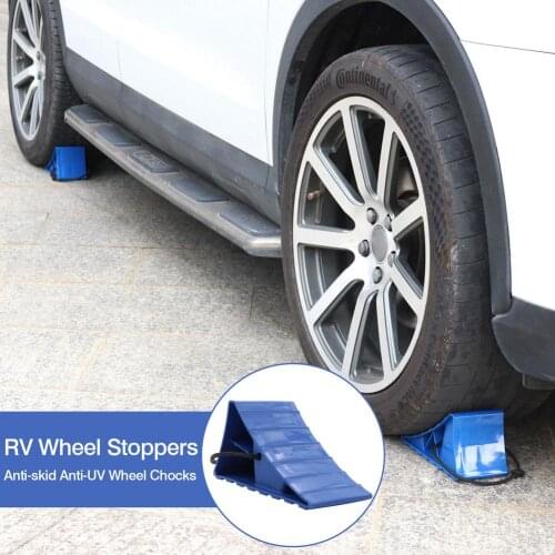 HOT 2PCS Wheel Stoppers Anti-skid Anti-UV Heavy Duty Tire Wheel Chock Stop RV Boat Trailer Camper ATV Rubber Car Parking Tools