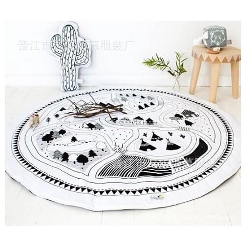 Ins Nordic Childrens Crawling Mat Baby Play Game Round Carpet Rug Kids Play Mat Children Room Decor