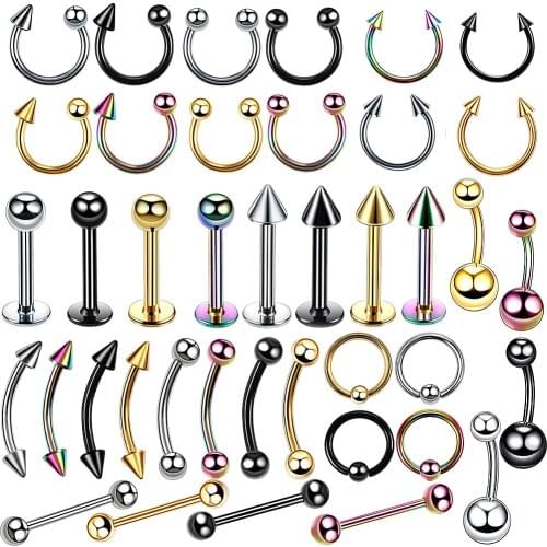 4Pcs/Set Stainless Steel Nose Stude Helix Piercings Eyebrow Piercings Lip Labret Rings Earring Tragus Barbell Body Jewelry