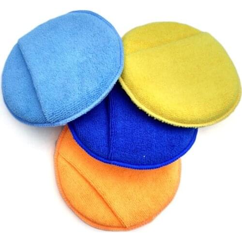 Car-styling Round Car Waxing Sponge Polishing Disc Microfiber Overlock Pocket Car Wash Sponge Cloths Brushes Cleaning Sponge