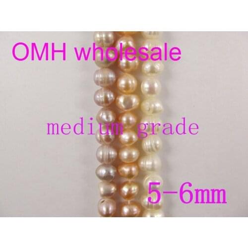 OMH wholesale 70pcs 5-6mm DIY jewelry accessories space beads for bracelet necklace Round AA+ Real Freshwater pearls PJ330