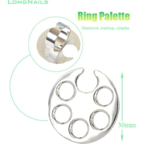 1pc Nail Palette Display Stainless Steel Mini Ring Palette Display Mixing Acrylic UV Gel Polish Painting Color Tool Nail Palette