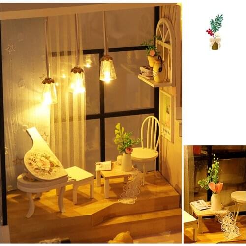 DIY Handcraft Miniature Dollhouse with Realistic Furniture w/ LED Light Wooden Cottage Doll House Self Assembly Model