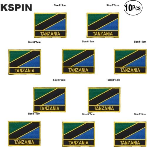 Tanzania Flag Embroidery Patches Iron on Saw on Transfer patches Sewing Applications for Clothes in Home&Garden