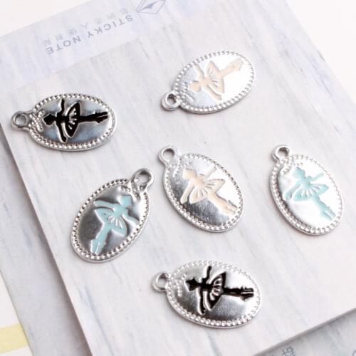New Cute Drop Oil Oval Ballerina Tag Enamel Charm Alloy Handmade Jewelry Accessories Girl Pendant for Women DIY Bracelet Fitting
