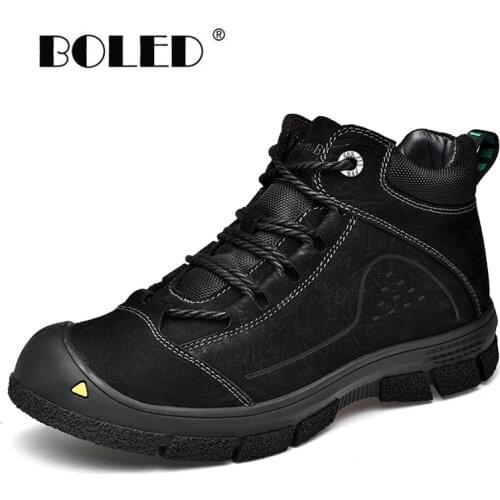 Plus Size Super Warm Men Boots Natural Leather Waterproof Rubber Snow Boots Men Rubber Sole Non-slip Autumn Winter Shoes Men