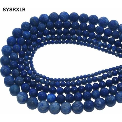 Wholesale Faceted Natural Stone Lapis lazuli Beads For Jewelry Making Charm DIY Bracelet Necklace 4/6/8/10/12 MM Strand 15