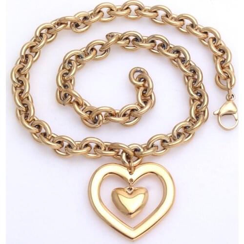 Wholesale Fashion Stainless Steel Jewelry High Quality Necklace Heart Pendant For Girl Woman & Man Joyas Jewels Store NC918003