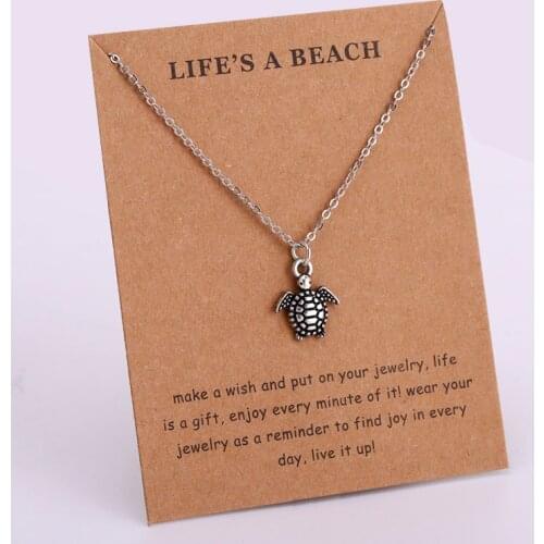 Sea Turtle Ocean Waves Pendants Necklaces Beach Starfish Conch Shell Fish Shark Charm Women Men Unisex Fashion Jewelry