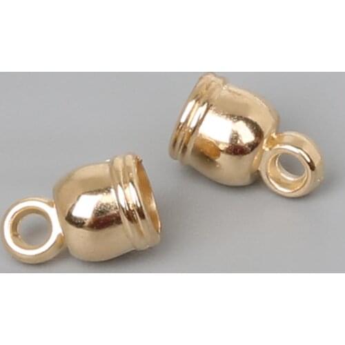 50pcs Plastic Leather Cord End Caps Crimp Plastics Beads Connector Plated Gold Sliver for DIY Bracelet Necklace Accessories