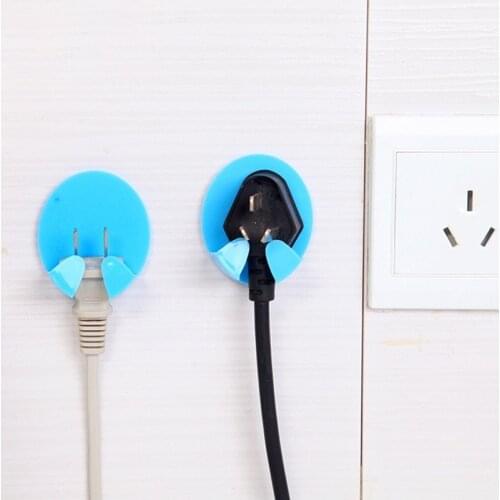 Plastic Kitchen Adhesive Hooks Shelf Hanger Organizer Racks Wall Power Plug Socket Holder Home Office Multifunctional Wire Plugs