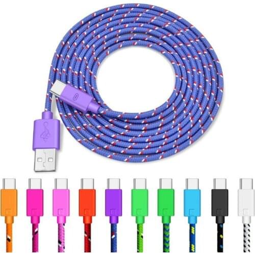 Braided Micro USB Cable Type C Cable 1M 2M 3M for Samsung High Speed Phone Charger Sync Data Cord for Android LG