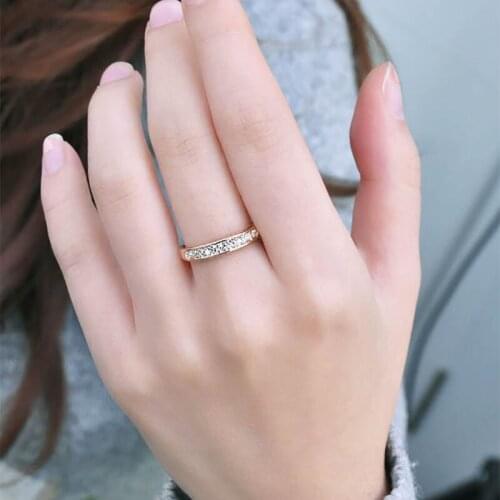 Gold Silver Plated Crystals Rings Classical Cubic Zirconia Rhinestone Wedding Bands Engagement Ring Women Girls Jewelry