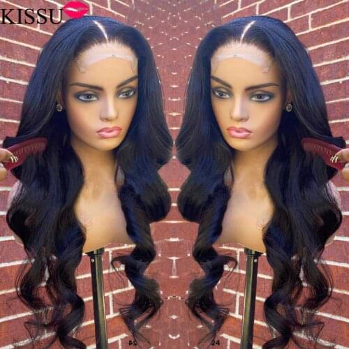 KISSU Pre Plucked Body Wave Lace Front Wig In Bulk Wholesale Closure Wig Brazilian Lace Frontal Wavy Human Hair Wigs For Women