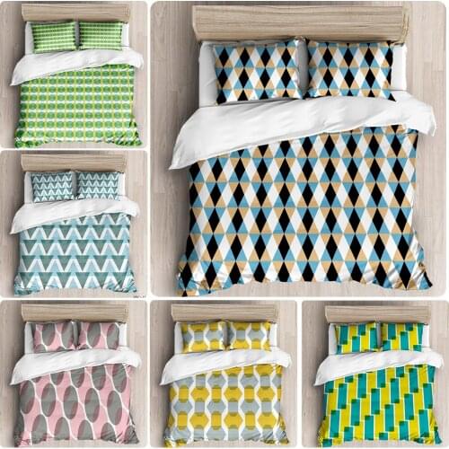 Simple And New Color Big Geometric Stitching Grinding MAO Bedding Set Pillowcase Quilt Cover Twin Full Queen Kiny Size