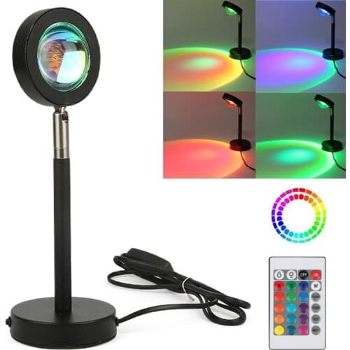 RGB Rainbow Sunset Red Projector Led Night Lights Sun Projection Desk Lamp for Bedroom Bar Coffee Store Wall Decoration Lighting