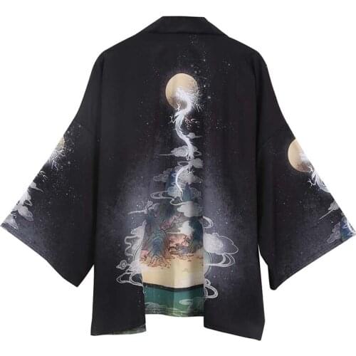 Samurai Haori Japanese Style Ukiyo-e Cardigan Harajuku Kimono Traditional Clothing Asian Dragon Yukata Men Women Loose Jacket