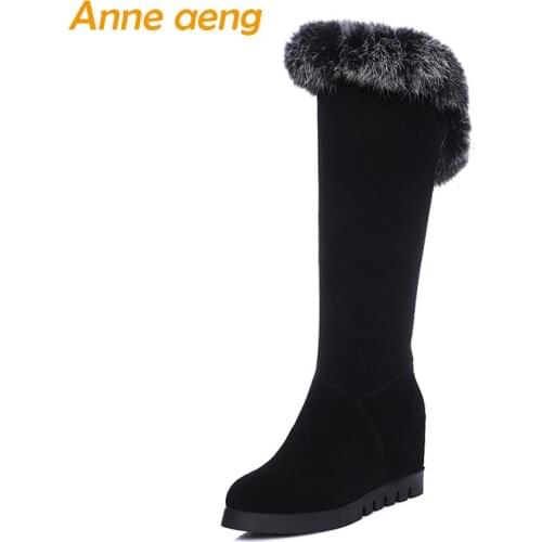 2019 New Winter Women Knee-High Boots High Heel Round Toe Slip-On Fashion Sexy Women Shoes Warm Long Boots Big Size 34-43