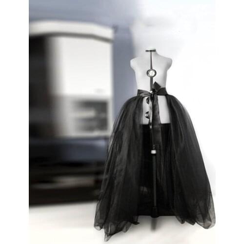 Detachable Tulle Overskirt Bridal Ball Layered Skirt Wedding Gown Train Black Prom Party Skirts Puffy Maxi Skirt Ribbon Band