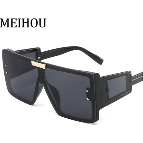 Oversized Sunglasses Men Women Big Frame Vintage Flat Top Punk Sunglasses Female Fashion Clear Shades High Quality Sun Glasses