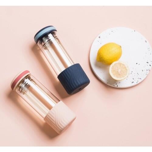 Glass Bottle with Lid Transparent Teacup Separate Brewing Tea Household Double-layer Insulated Portable Filter Cup for Adult Kid
