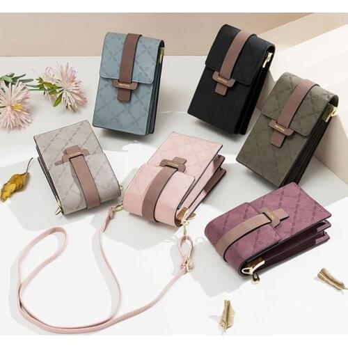 2021 Bags For Women Wallet Plaid Leather Shoulder Straps Shoulder Bag Mobile Phone Big Card Holders Wallet Handbag Pockets Girls