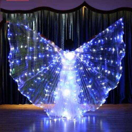 LED Light Wings Bright Blue white Dancing Costumes 360 Degree Sticks Dancing Supplies Props alas mariposa belly dancing