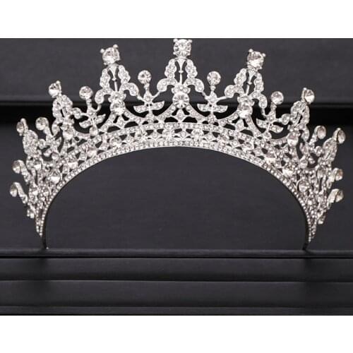 Vintage Bridal Crown Rhinestone Crystal CrownSilver Color Princess Crown Wedding Hair Accessories Queen Crown Bridal Tiara Crown