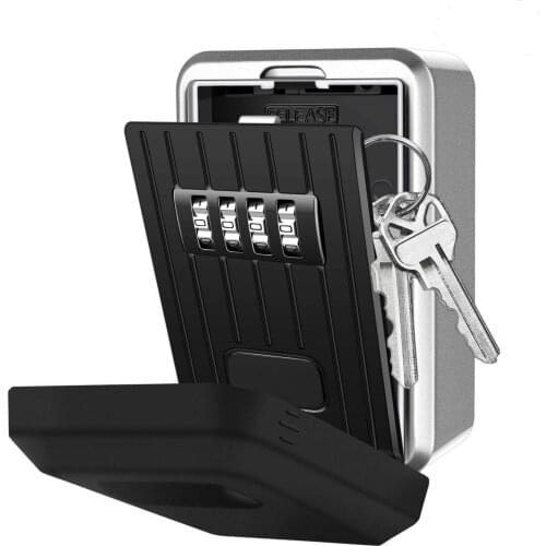 Key Lock Box with 4-Digit Combination Lock Box for House Key Wall Mounted Weatherproof Resettable Code Key Lock Box