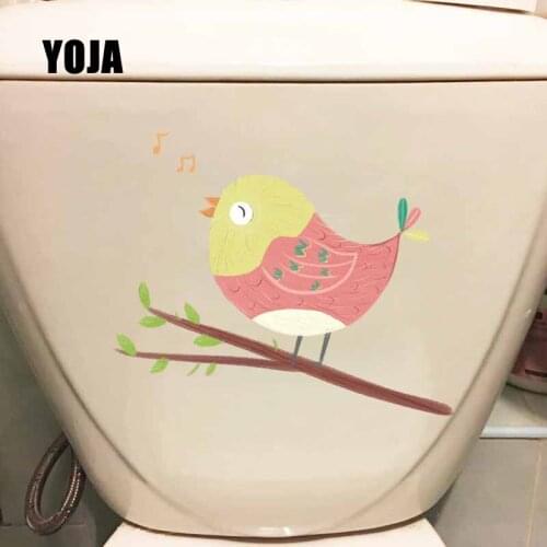 YOJA 21.5X17.6CM Pink Hand Painted Sparrow Wall Decal Toilet Sticker Living Room Home Decor Modern Art T5-0791
