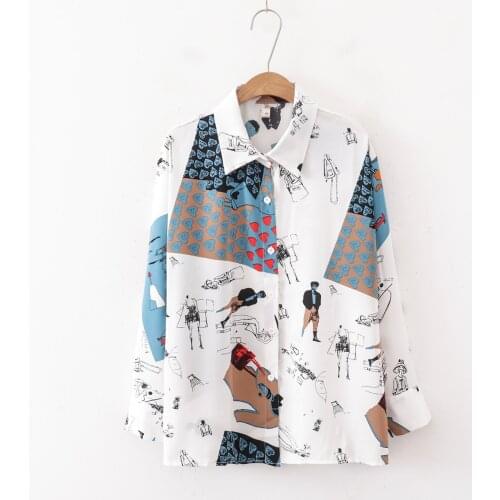 2021 Summer and Autumn New Fashion Temperament Loose Design Draping Printed Chiffon Shirt Shirt Thin Style All-match Outer Wear